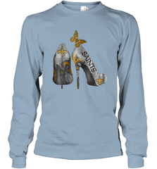 NFL New Orleans Saints High Heel Butterfly Rhinestone Tide Long Sleeve T-Shirt - NFLFanGift
