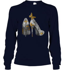 NFL New Orleans Saints High Heel Butterfly Rhinestone Tide Long Sleeve T-Shirt - NFLFanGift