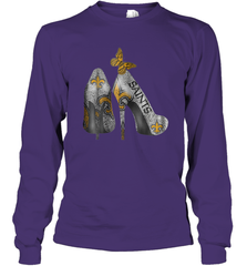 NFL New Orleans Saints High Heel Butterfly Rhinestone Tide Long Sleeve T-Shirt - NFLFanGift