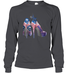 NFL New York Giants High Heel Butterfly Rhinestone Tide Long Sleeve T-Shirt - NFLFanGift