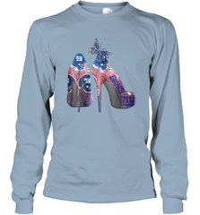 NFL New York Giants High Heel Butterfly Rhinestone Tide Long Sleeve T-Shirt - NFLFanGift