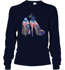 NFL New York Giants High Heel Butterfly Rhinestone Tide Long Sleeve T-Shirt - NFLFanGift