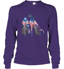 NFL New York Giants High Heel Butterfly Rhinestone Tide Long Sleeve T-Shirt - NFLFanGift