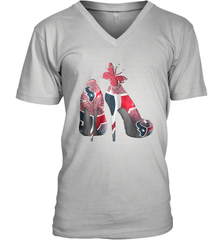 NFL Houston Texans High Heel Butterfly Rhinestone Tide Men's Vneck - NFLFanGift