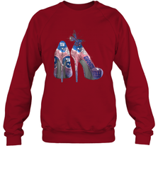 NFL New York Giants High Heel Butterfly Rhinestone Tide Crewneck Sweatshirt - NFLFanGift