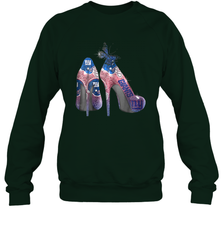 NFL New York Giants High Heel Butterfly Rhinestone Tide Crewneck Sweatshirt - NFLFanGift