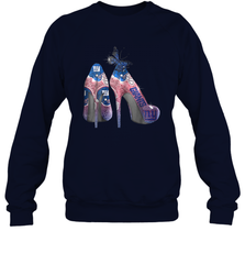 NFL New York Giants High Heel Butterfly Rhinestone Tide Crewneck Sweatshirt - NFLFanGift