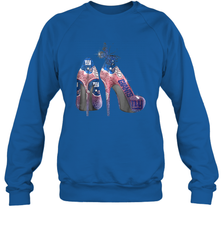 NFL New York Giants High Heel Butterfly Rhinestone Tide Crewneck Sweatshirt - NFLFanGift