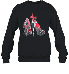 NFL Houston Texans High Heel Butterfly Rhinestone Tide Crewneck Sweatshirt - NFLFanGift