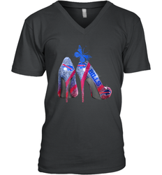 NFL Buffalo Bill Rhinestone High Heels Butterfly Rhinestone Tide Men's Vneck - NFLFanGift