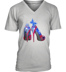 NFL Buffalo Bill Rhinestone High Heels Butterfly Rhinestone Tide Men's Vneck - NFLFanGift