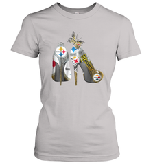 Pittsburgh Steeler High Heel Butterfly Rhinestone Tide Women's T-Shirt - NFLFanGift