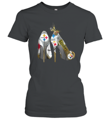 Pittsburgh Steeler High Heel Butterfly Rhinestone Tide Women's T-Shirt - NFLFanGift