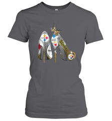 Pittsburgh Steeler High Heel Butterfly Rhinestone Tide Women's T-Shirt - NFLFanGift