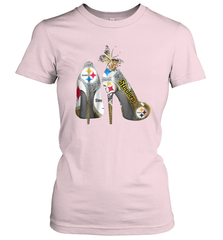 Pittsburgh Steeler High Heel Butterfly Rhinestone Tide Women's T-Shirt - NFLFanGift