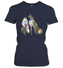 Pittsburgh Steeler High Heel Butterfly Rhinestone Tide Women's T-Shirt - NFLFanGift