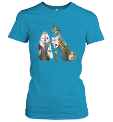 Pittsburgh Steeler High Heel Butterfly Rhinestone Tide Women's T-Shirt - NFLFanGift