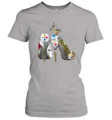 Pittsburgh Steeler High Heel Butterfly Rhinestone Tide Women's T-Shirt - NFLFanGift