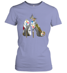 Pittsburgh Steeler High Heel Butterfly Rhinestone Tide Women's T-Shirt - NFLFanGift