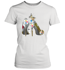 Pittsburgh Steeler High Heel Butterfly Rhinestone Tide Women's T-Shirt - NFLFanGift
