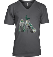 NFL Green Bay Packers Rhinestone High Heels Men's Vneck - NFLFanGift