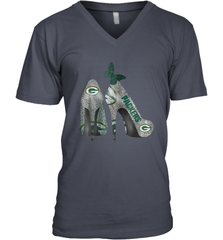 NFL Green Bay Packers Rhinestone High Heels Men's Vneck - NFLFanGift