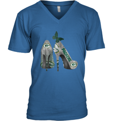 NFL Green Bay Packers Rhinestone High Heels Men's Vneck - NFLFanGift
