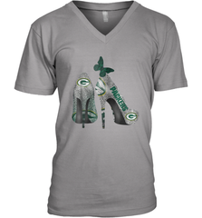 NFL Green Bay Packers Rhinestone High Heels Men's Vneck - NFLFanGift