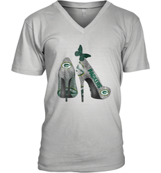 NFL Green Bay Packers Rhinestone High Heels Men's Vneck - NFLFanGift