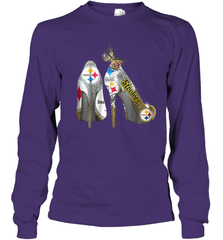 Pittsburgh Steeler High Heel Butterfly Rhinestone Tide Youth Long Sleeve T-Shirt - NFLFanGift