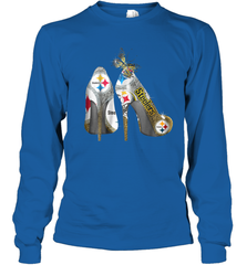 Pittsburgh Steeler High Heel Butterfly Rhinestone Tide Youth Long Sleeve T-Shirt - NFLFanGift