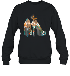 NFL Miami Dolphins High Heel Butterfly Rhinestone Tide Crewneck Sweatshirt - NFLFanGift