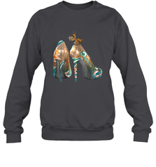 NFL Miami Dolphins High Heel Butterfly Rhinestone Tide Crewneck Sweatshirt - NFLFanGift