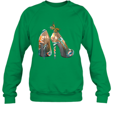NFL Miami Dolphins High Heel Butterfly Rhinestone Tide Crewneck Sweatshirt - NFLFanGift