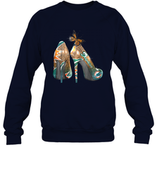 NFL Miami Dolphins High Heel Butterfly Rhinestone Tide Crewneck Sweatshirt - NFLFanGift