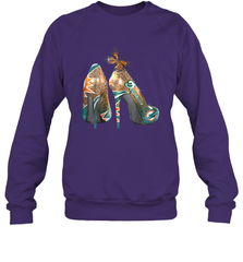 NFL Miami Dolphins High Heel Butterfly Rhinestone Tide Crewneck Sweatshirt - NFLFanGift