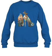 NFL Miami Dolphins High Heel Butterfly Rhinestone Tide Crewneck Sweatshirt - NFLFanGift