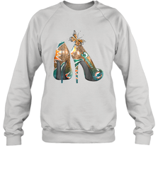 NFL Miami Dolphins High Heel Butterfly Rhinestone Tide Crewneck Sweatshirt - NFLFanGift