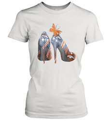 NFL Denver Broncos High Heel Butterfly Rhinestone Tide Women's T-Shirt - NFLFanGift