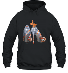 NFL Denver Broncos High Heel Butterfly Rhinestone Tide Hoodie - NFLFanGift