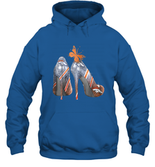 NFL Denver Broncos High Heel Butterfly Rhinestone Tide Hoodie - NFLFanGift