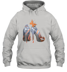 NFL Denver Broncos High Heel Butterfly Rhinestone Tide Hoodie - NFLFanGift
