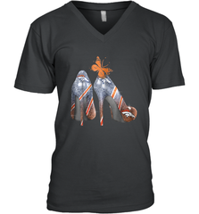 NFL Denver Broncos High Heel Butterfly Rhinestone Tide Men's Vneck - NFLFanGift