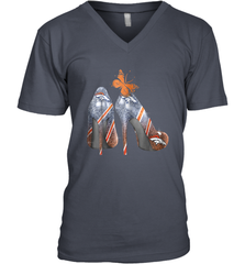 NFL Denver Broncos High Heel Butterfly Rhinestone Tide Men's Vneck - NFLFanGift