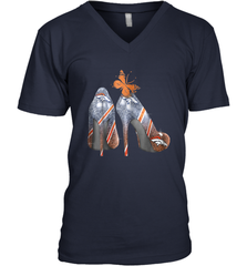 NFL Denver Broncos High Heel Butterfly Rhinestone Tide Men's Vneck - NFLFanGift