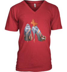 NFL Denver Broncos High Heel Butterfly Rhinestone Tide Men's Vneck - NFLFanGift