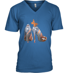 NFL Denver Broncos High Heel Butterfly Rhinestone Tide Men's Vneck - NFLFanGift