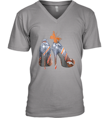 NFL Denver Broncos High Heel Butterfly Rhinestone Tide Men's Vneck - NFLFanGift