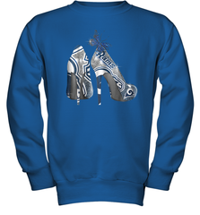 NFL Los Angeles Rams High Heel Butterfly Rhinestone Tide Youth Sweatshirt - NFLFanGift