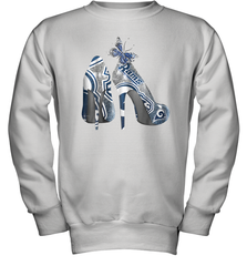 NFL Los Angeles Rams High Heel Butterfly Rhinestone Tide Youth Sweatshirt - NFLFanGift